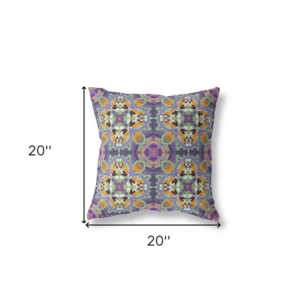 20" X 20" Purple Zippered Geometric Indoor Outdoor Throw Pillow Cover & Insert. Picture 4