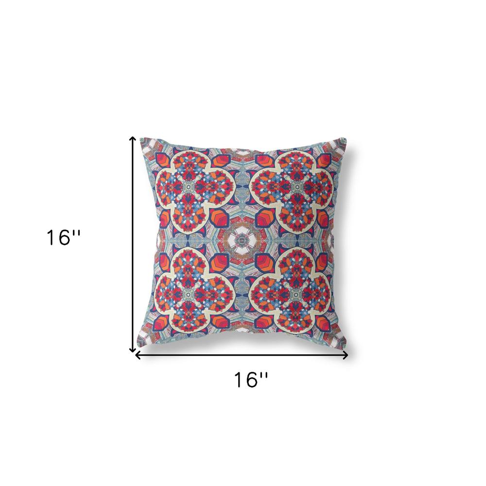 16" X 16" Red Zippered Geometric Indoor Outdoor Throw Pillow Cover & Insert. Picture 4