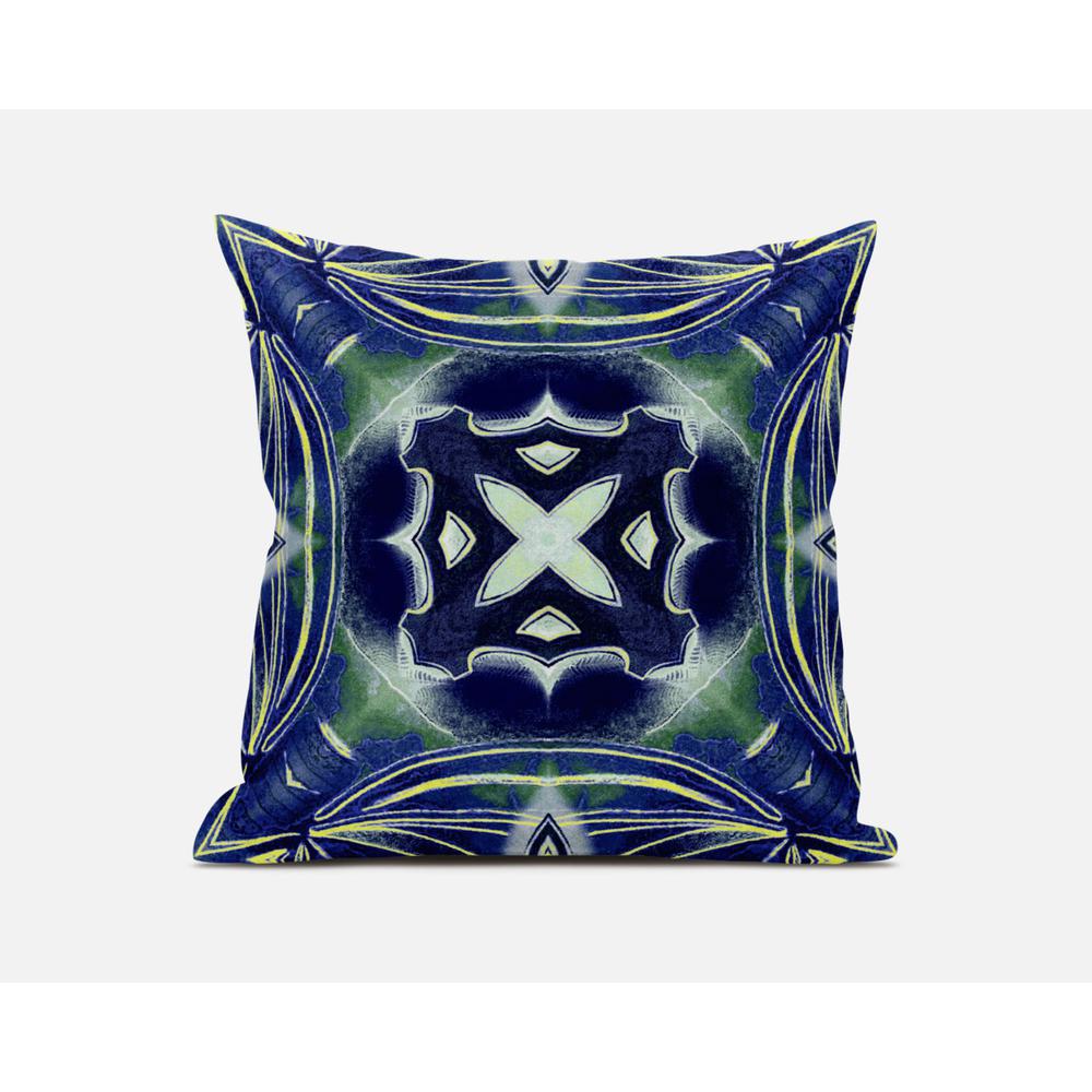 16"x16" Evening Blue Green Zippered Suede Geometric Throw Pillow. Picture 1