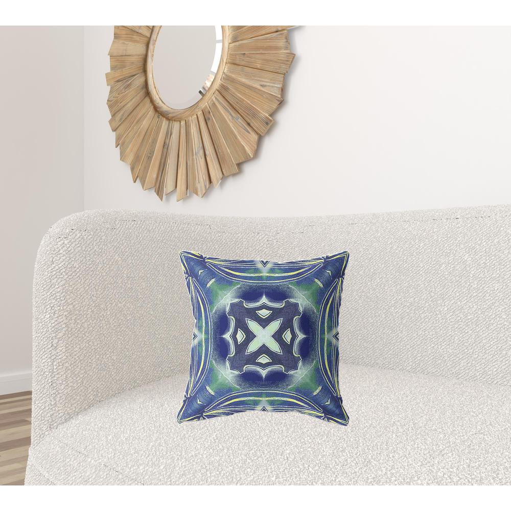 18"x18" Evening Blue Green Zippered Suede Geometric Throw Pillow. Picture 3