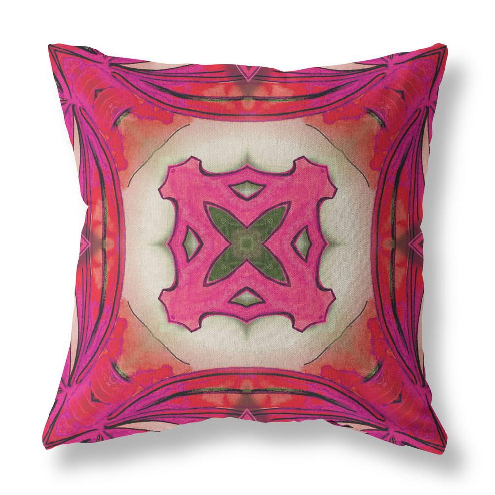 20"x20" Hot Pink Zippered Suede Geometric Throw Pillow. Picture 2
