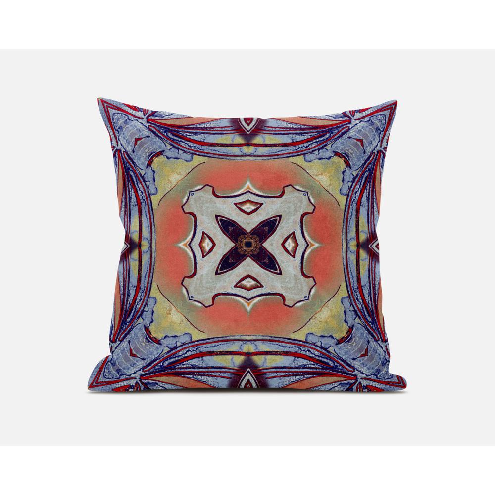 20"x20" Purple Orange Zippered Suede Geometric Throw Pillow. Picture 1
