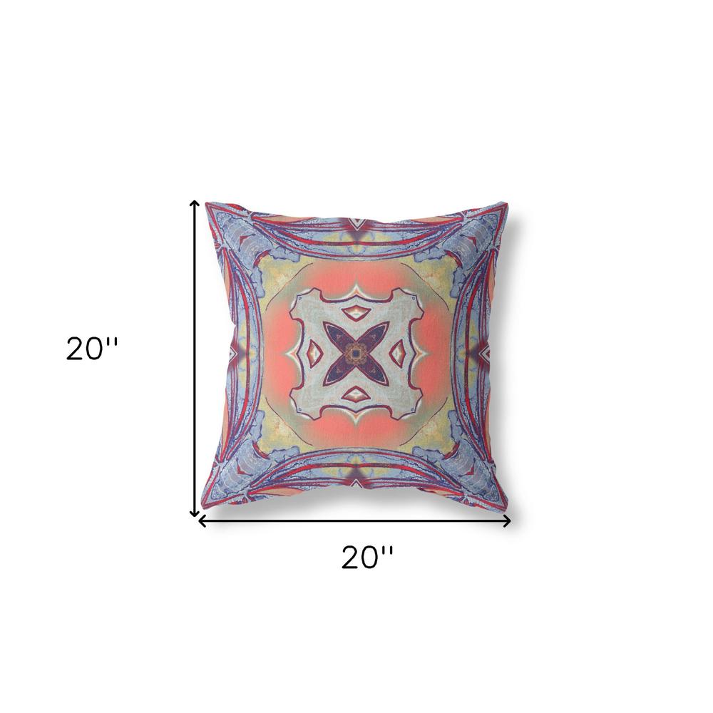 20"x20" Purple Orange Zippered Suede Geometric Throw Pillow. Picture 5