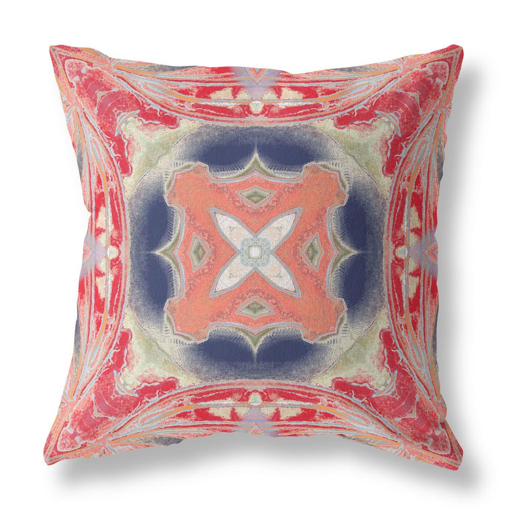 16" X 16" Red And Cream Zippered Geometric Indoor Outdoor Throw Pillow. Picture 2