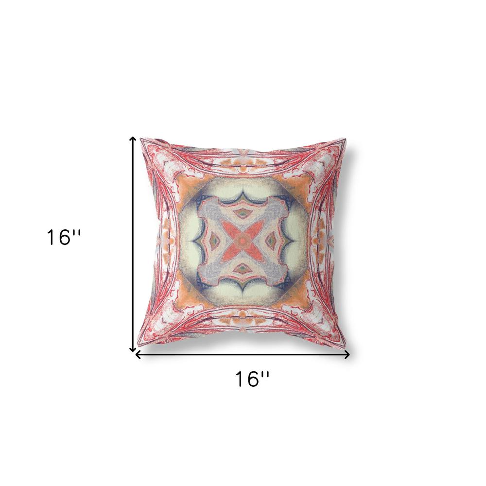 16" X 16" Rustic Orange Zippered Geometric Indoor Outdoor Throw Pillow. Picture 6