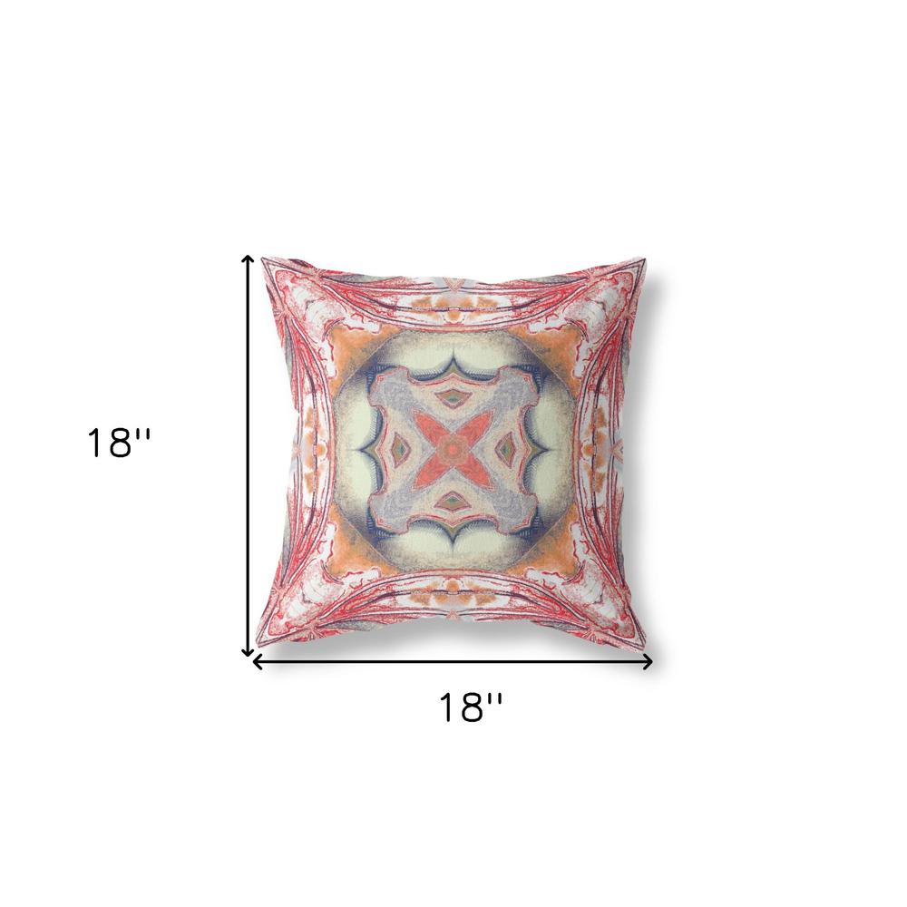 18" X 18" Rustic Orange Zippered Geometric Indoor Outdoor Throw Pillow. Picture 6