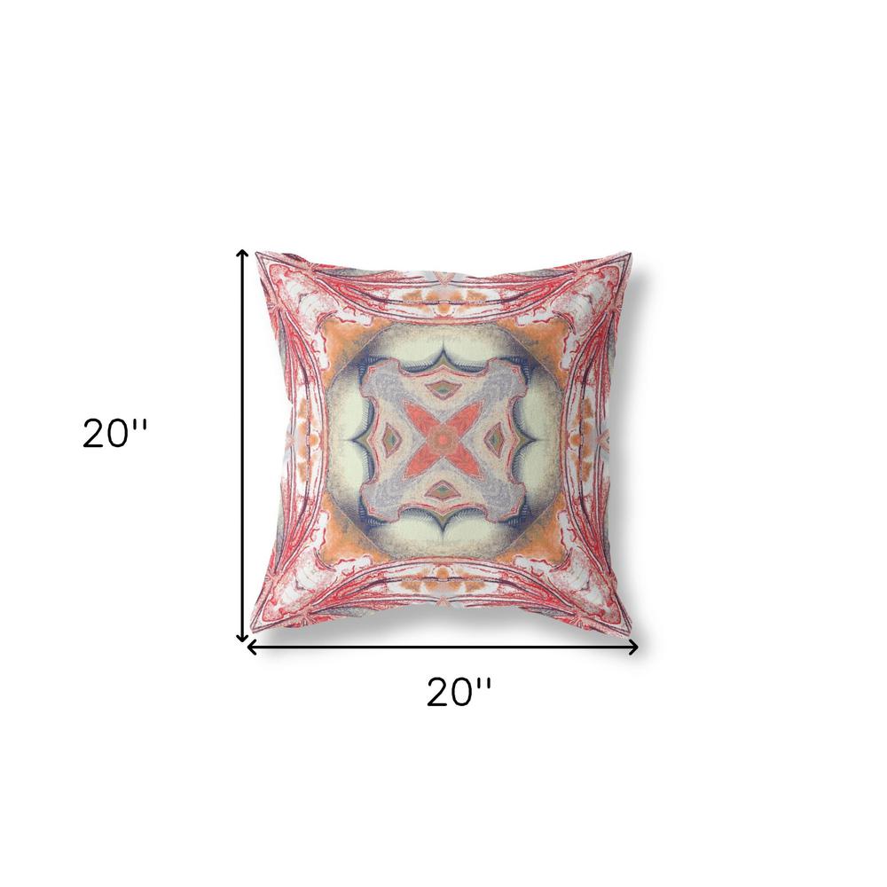 20"x20" Rustic Red Orange Zippered Suede Geometric Throw Pillow. Picture 5
