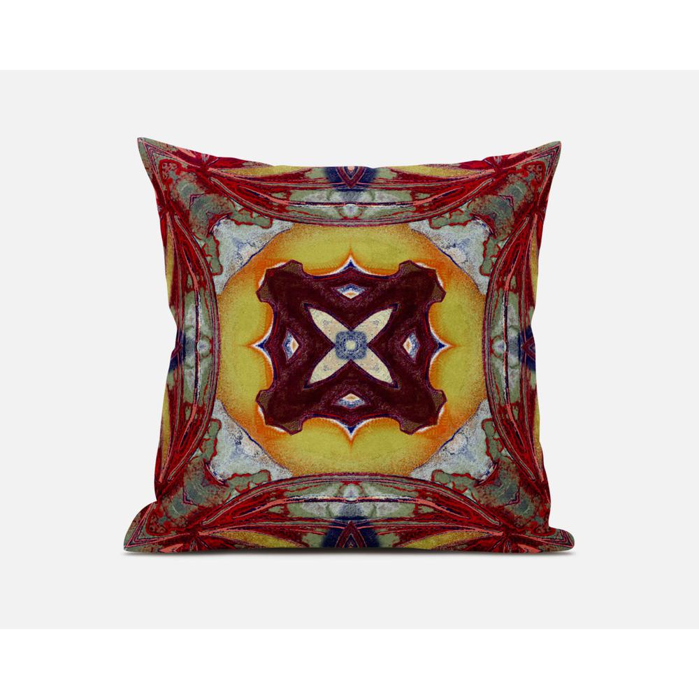 20"x20" Yellow Red Magenta Green Zippered Suede Geometric Throw Pillow. Picture 1