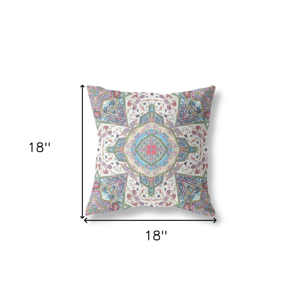 Pink, Green Blown Seam Geometric Indoor Outdoor Throw Pillow Cover & Insert. Picture 4