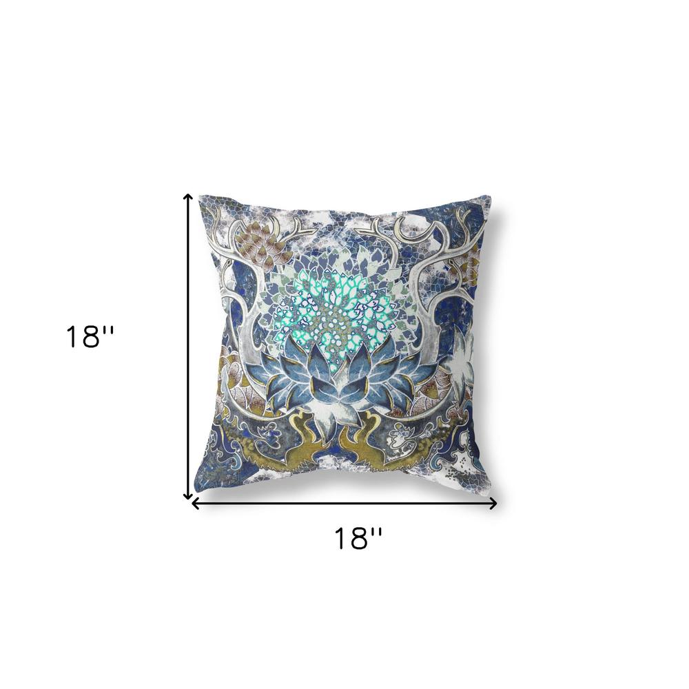18" X 18" Blue And Green Blown Seam Geometric Indoor Outdoor Throw Pillow. Picture 5