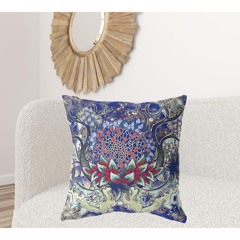 28" X 28" Electric Blue, Blue Blown Seam Geometric Indoor Outdoor Throw Pillow. Picture 2