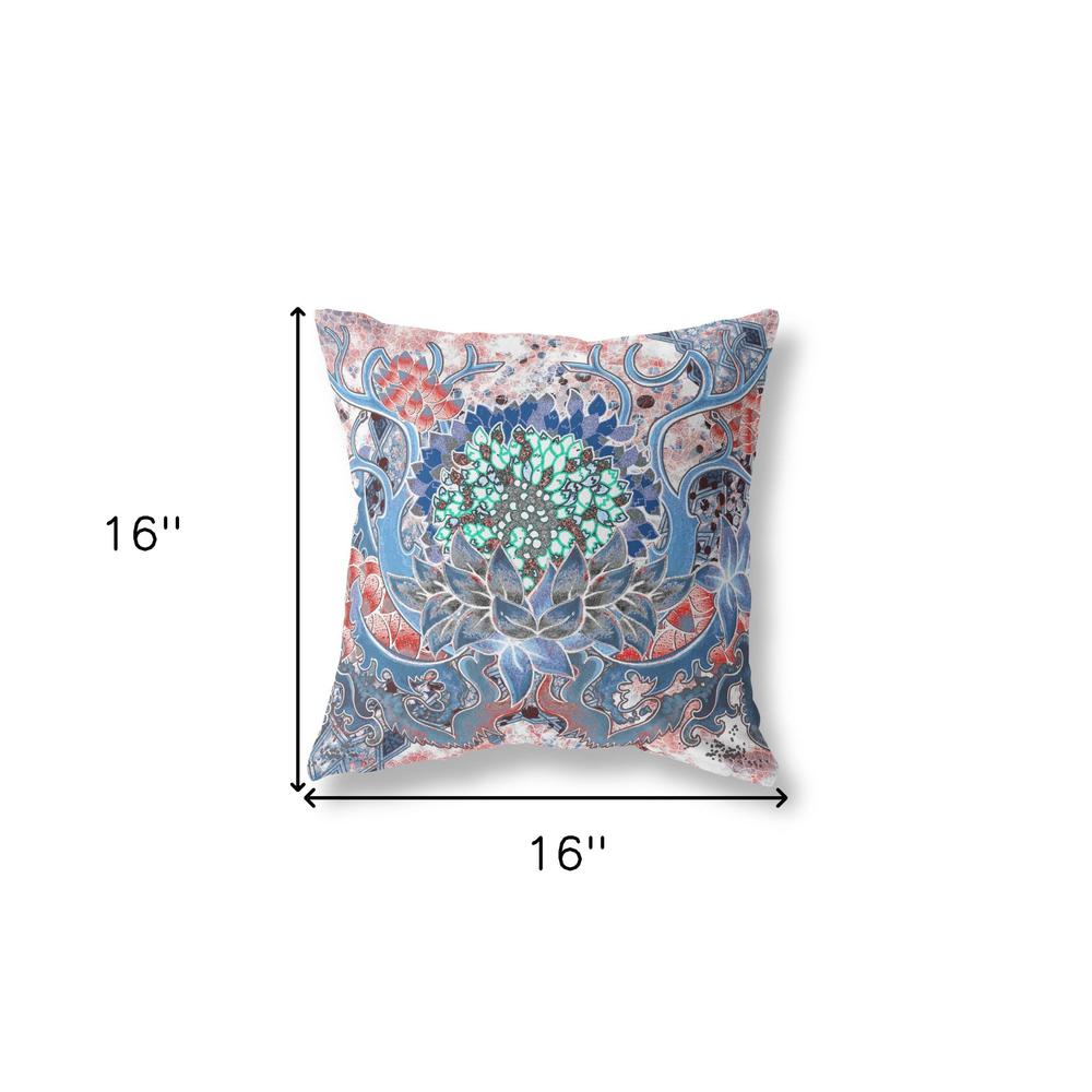 16" X 16" Sky Blue And Pink Blown Seam Geometric Indoor Outdoor Throw Pillow. Picture 5