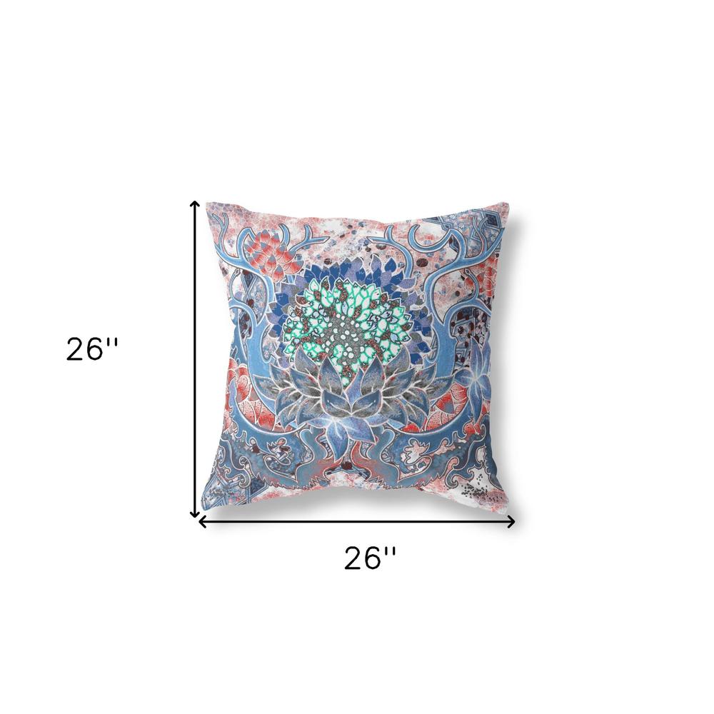 26" X 26" Sky Blue And Pink Blown Seam Geometric Indoor Outdoor Throw Pillow. Picture 5