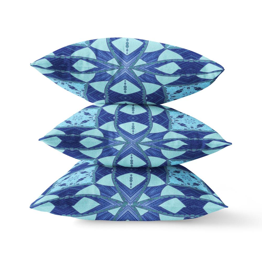 16" X 16" Blue Blown Seam Geometric Indoor Outdoor Throw Pillow. Picture 3