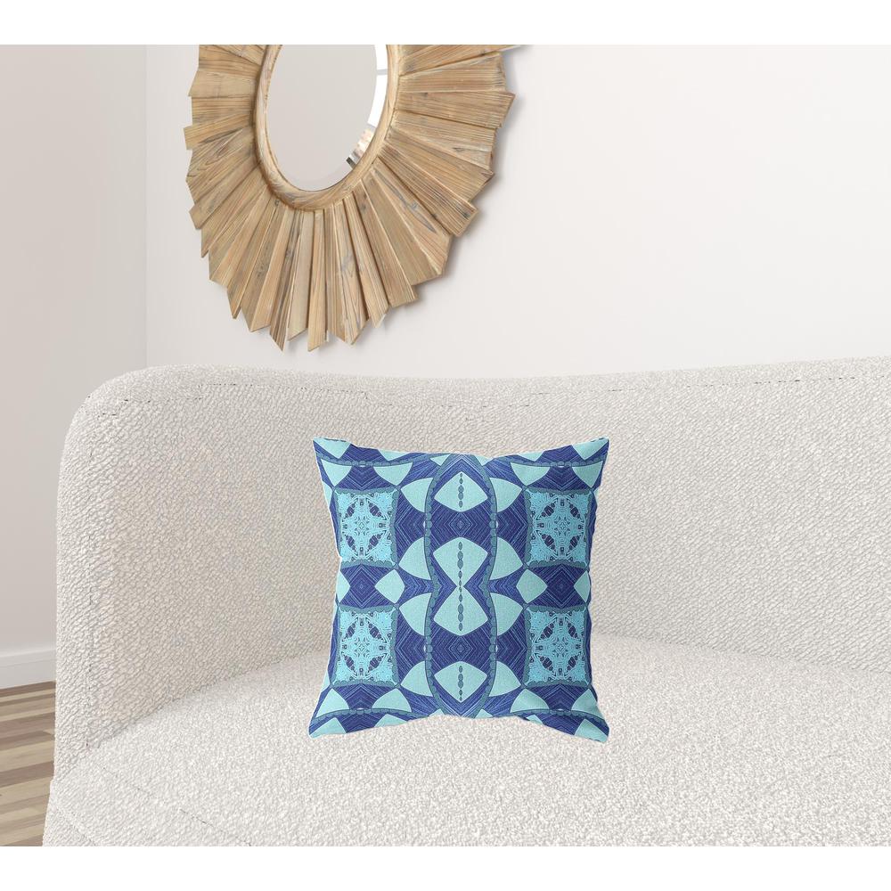 18" X 18" Blue Blown Seam Geometric Indoor Outdoor Throw Pillow. Picture 2