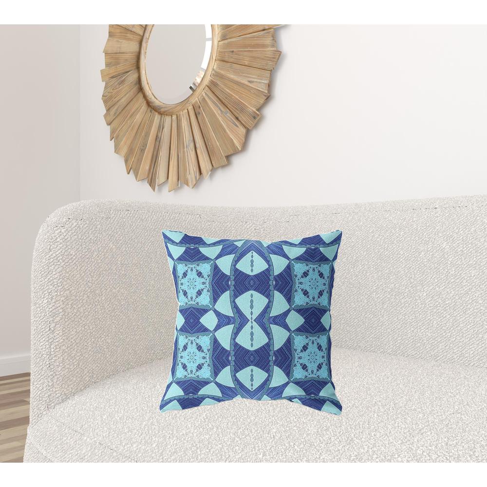 20" X 20" Blue Blown Seam Geometric Indoor Outdoor Throw Pillow. Picture 2