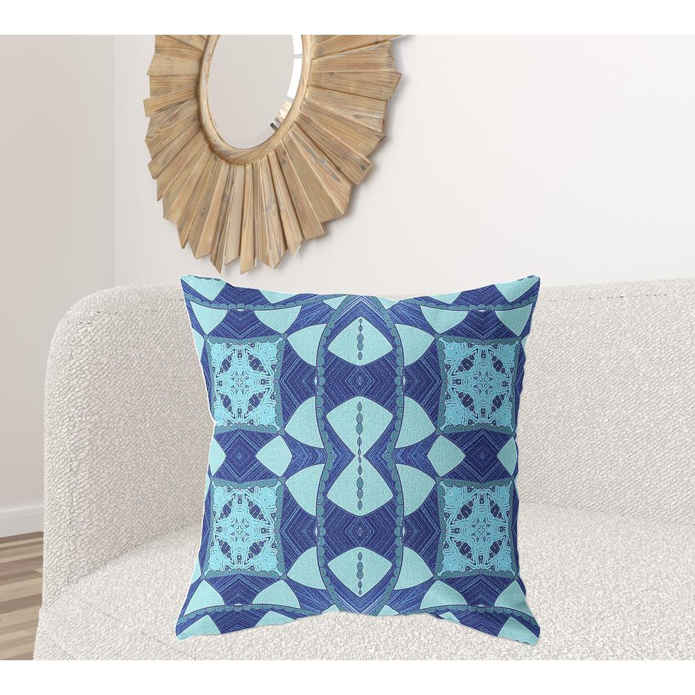 28" X 28" Blue Blown Seam Geometric Indoor Outdoor Throw Pillow. Picture 2