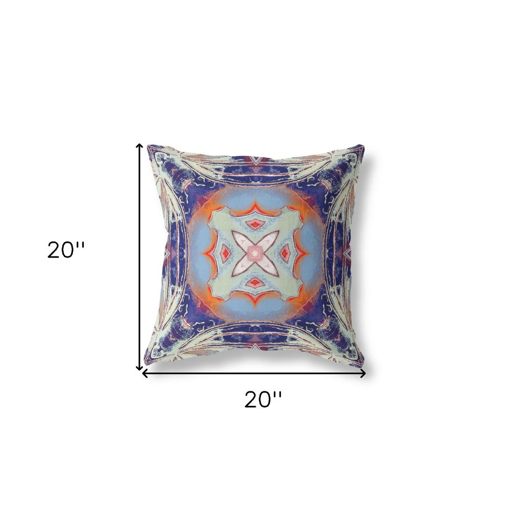 20" X 20" Cream And Orange Blown Seam Geometric Indoor Outdoor Throw Pillow. Picture 5