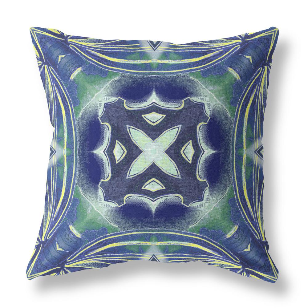 16" X 16" Evening Green Blown Seam Geometric Indoor Outdoor Throw Pillow. Picture 1