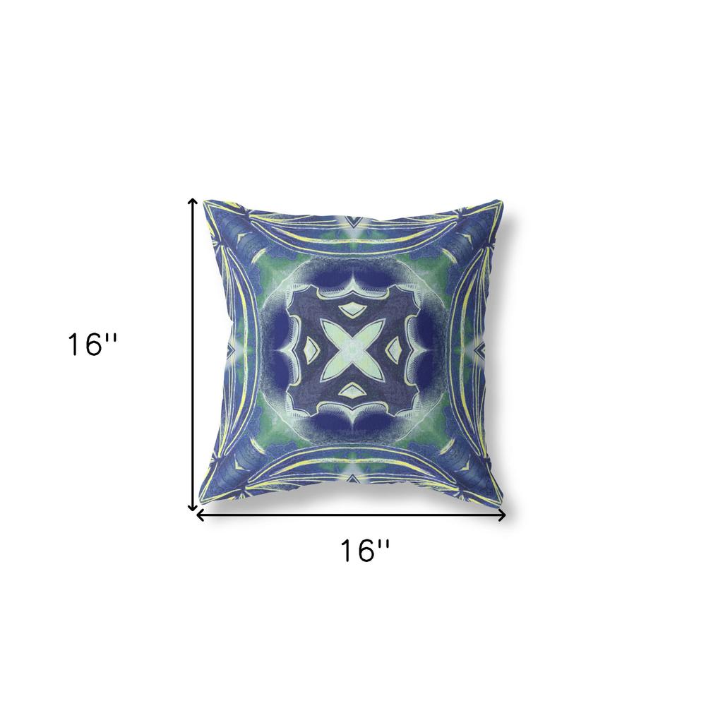 16" X 16" Evening Green Blown Seam Geometric Indoor Outdoor Throw Pillow. Picture 4