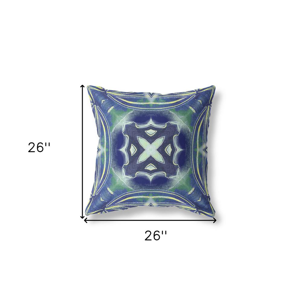 26" X 26" Evening Green Blown Seam Geometric Indoor Outdoor Throw Pillow. Picture 5