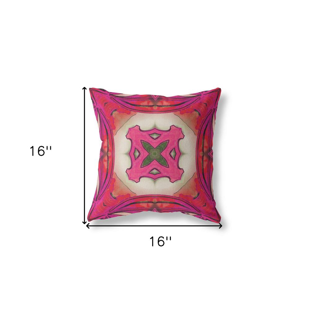 16" X 16" Hot Pink Blown Seam Geometric Indoor Outdoor Throw Pillow. Picture 5