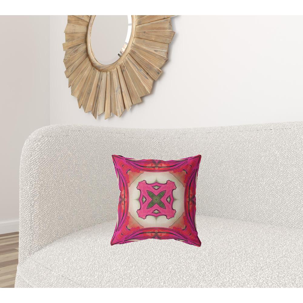 16" X 16" Hot Pink Blown Seam Geometric Indoor Outdoor Throw Pillow. Picture 2