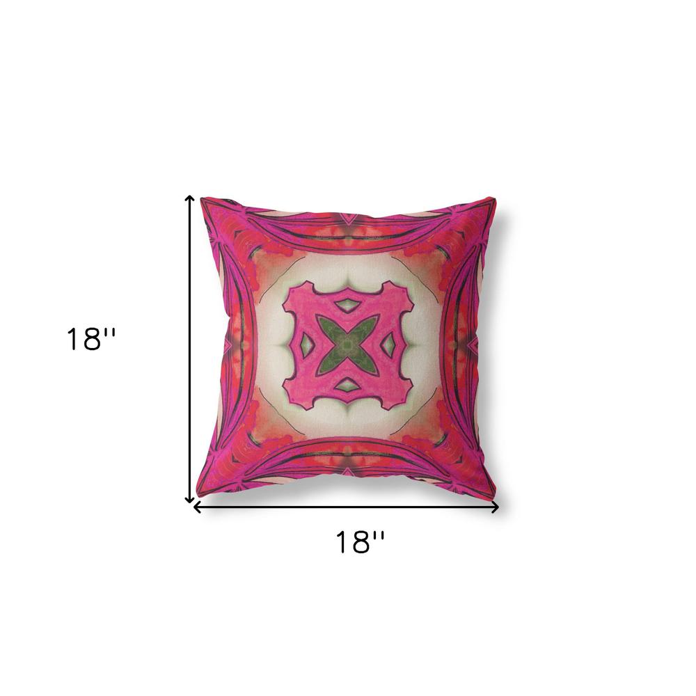 18" X 18" Hot Pink Blown Seam Geometric Indoor Outdoor Throw Pillow. Picture 5