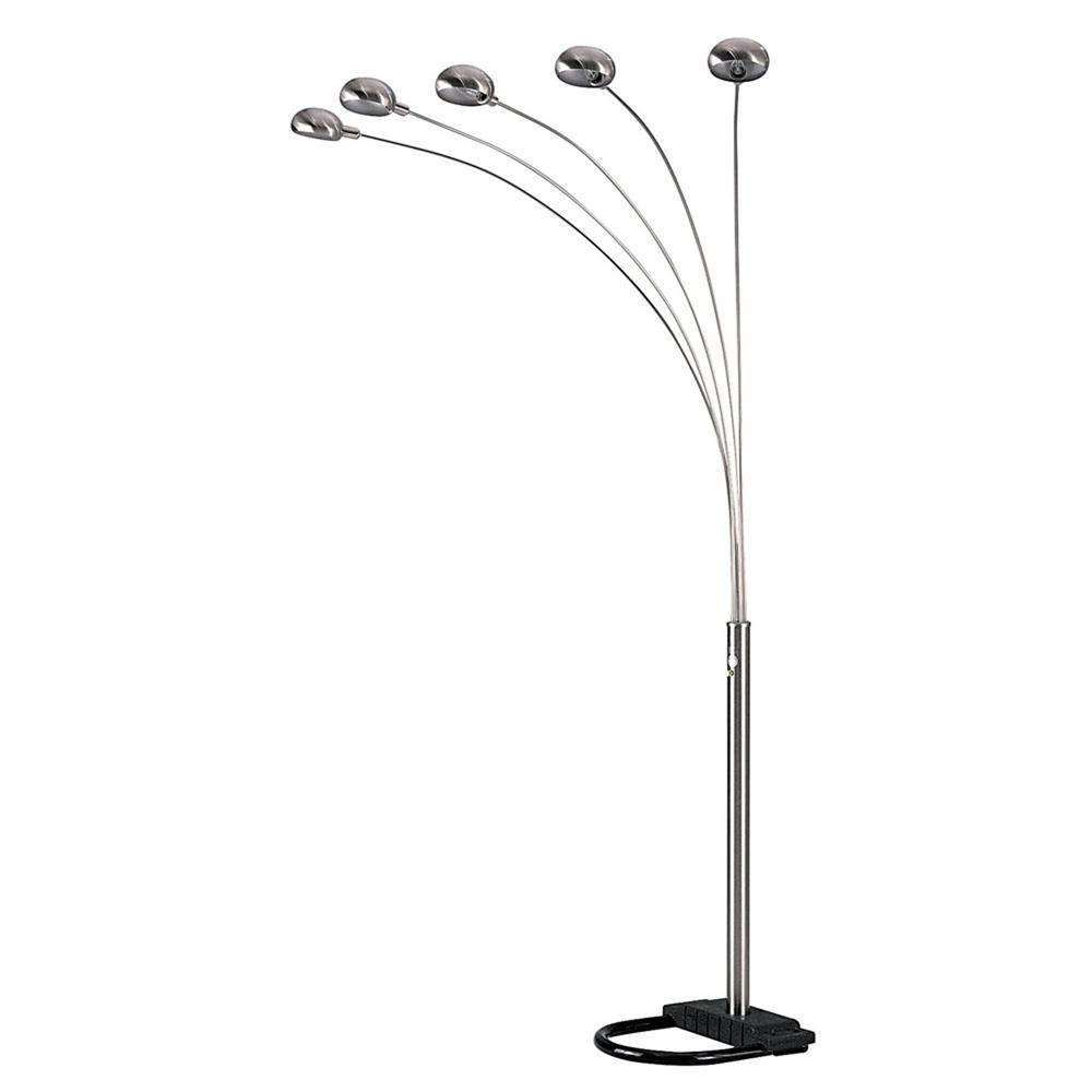 84" Nickel Five Lights Arc Floor Lamp With Nickel Dome Shade. Picture 2
