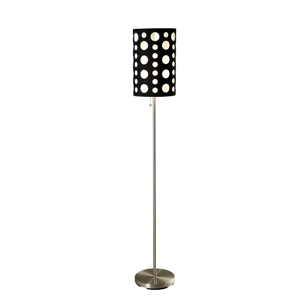 66" Steel Novelty Floor Lamp With Black And White Drum Shade. Picture 1