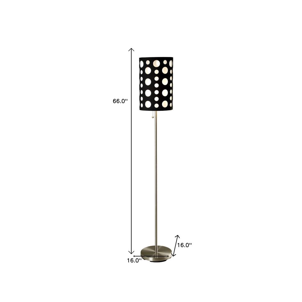66" Steel Novelty Floor Lamp With Black And White Drum Shade. Picture 2