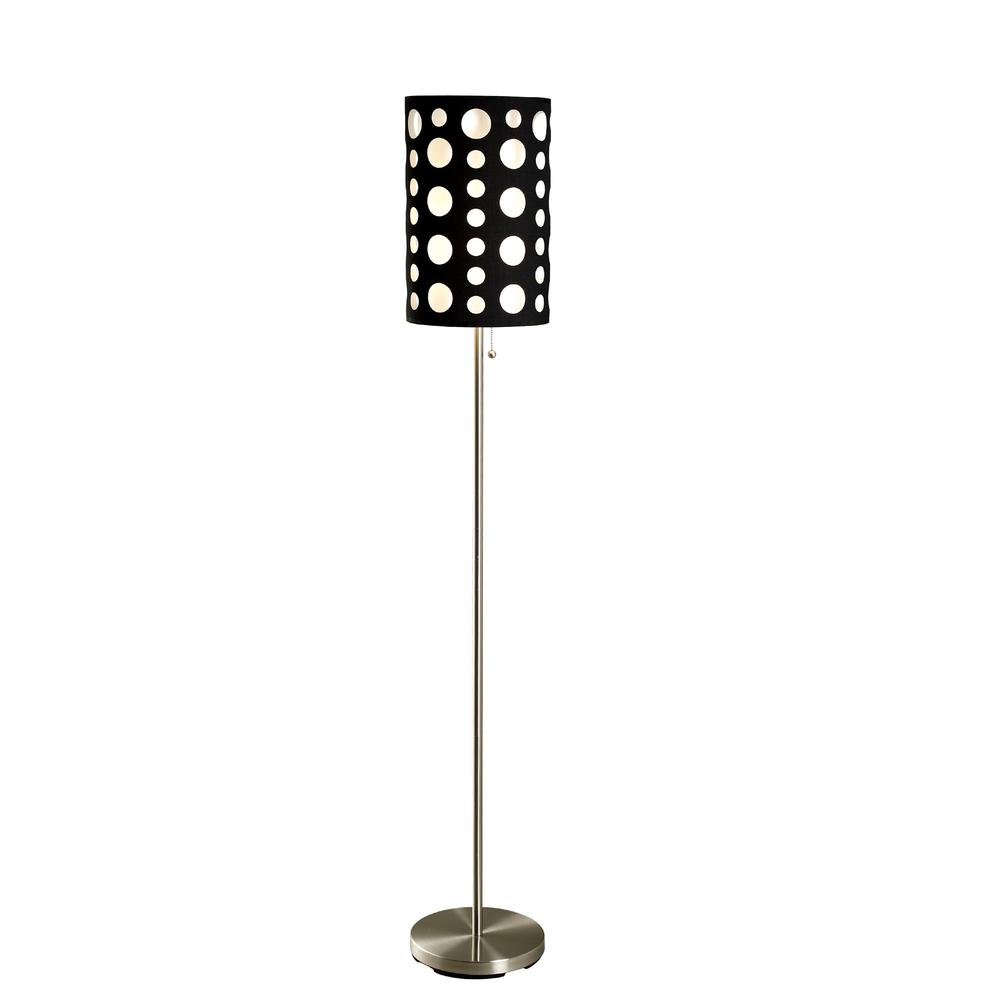 66" Steel Novelty Floor Lamp With Black And White Drum Shade. Picture 3