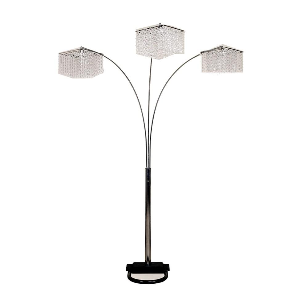 Floor Lamp with Three Hanging Crystal Shades. Picture 1