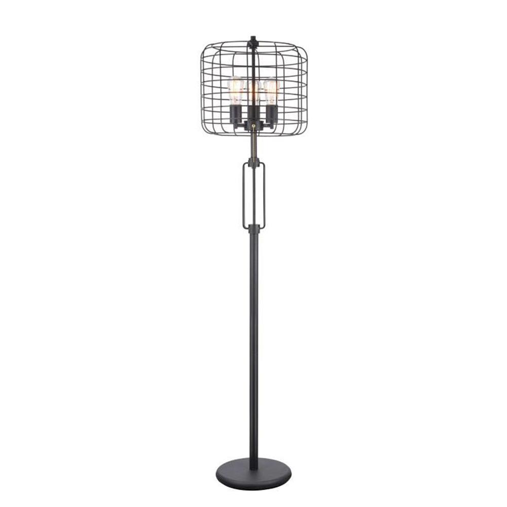 63" Black Three Lights Novelty Floor Lamp With Black Novelty Shade. Picture 1