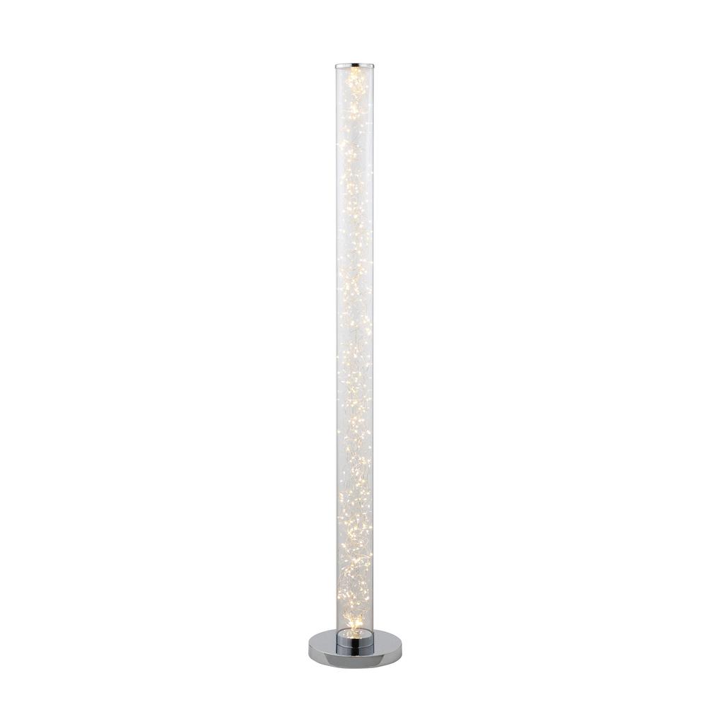 49" Steel LED Column Floor Lamp, With Clear Drum Shade. Picture 1