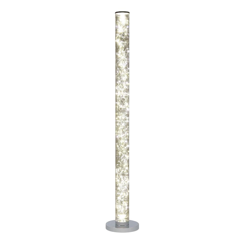 49" Steel LED Column Floor Lamp, With Clear Drum Shade. Picture 2