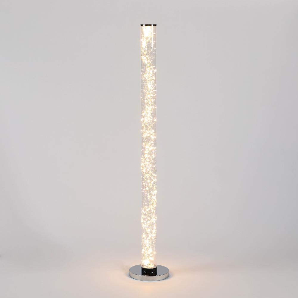 49" Steel LED Column Floor Lamp, With Clear Drum Shade. Picture 4