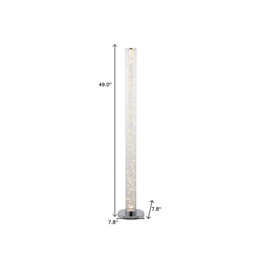 49" Steel LED Column Floor Lamp, With Clear Drum Shade. Picture 5