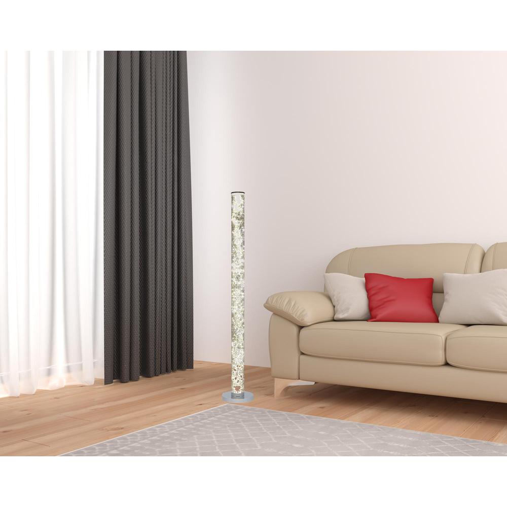 49" Steel LED Column Floor Lamp, With Clear Drum Shade. Picture 6