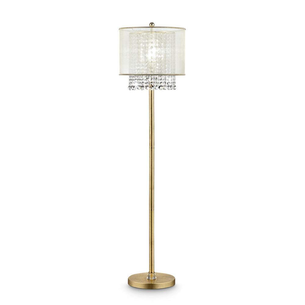 Primo Gold Finish Floor Lamp with Crystal Accents and White Shade. Picture 1