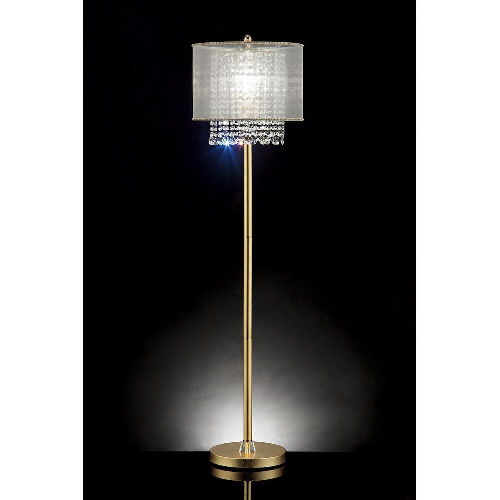 Primo Gold Finish Floor Lamp with Crystal Accents and White Shade. Picture 2