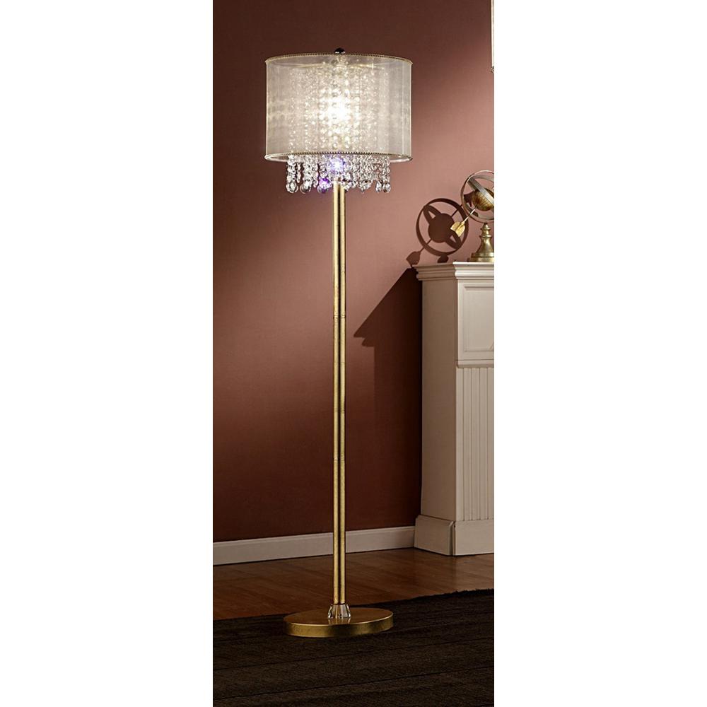 Primo Gold Finish Floor Lamp with Crystal Accents and White Shade. Picture 3