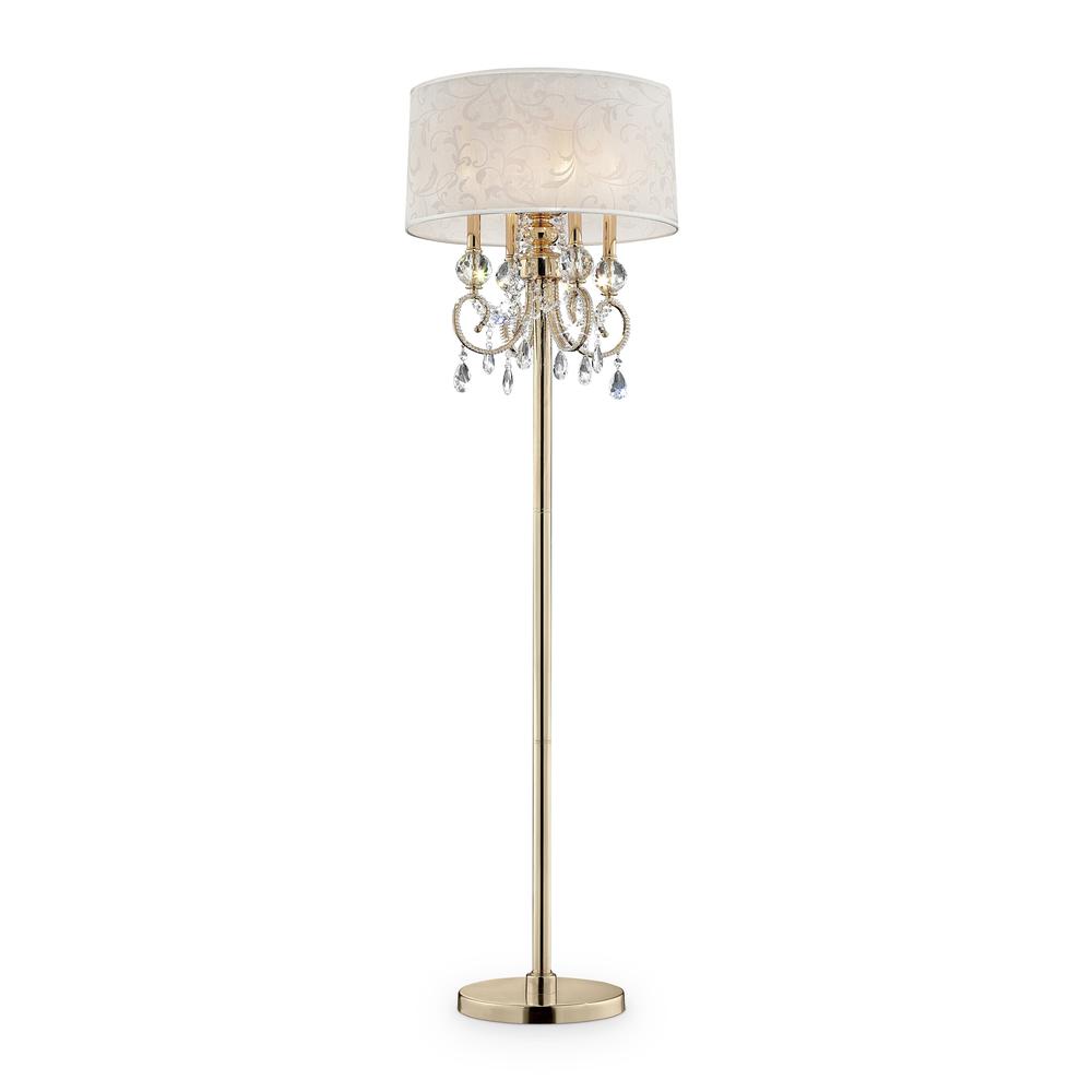 Stunning Brass Gold Finish Floor Lamp with Crystal Accents. Picture 1