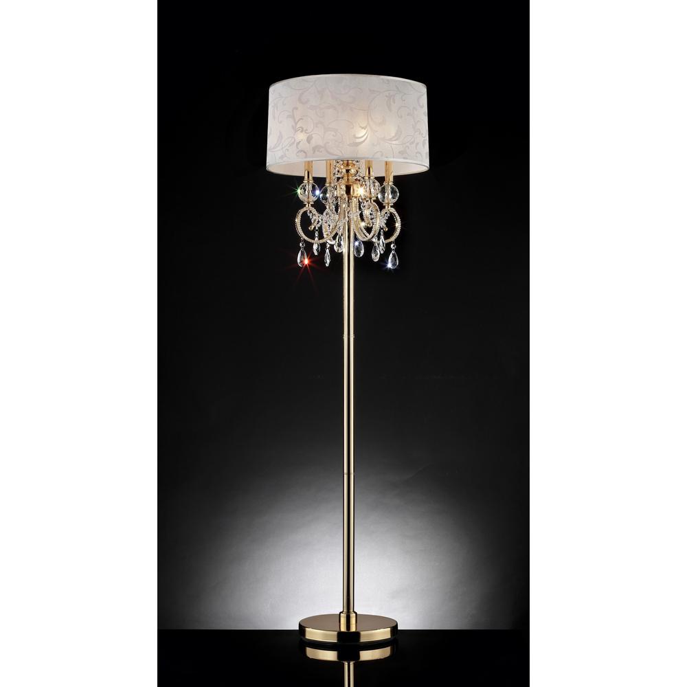 Stunning Brass Gold Finish Floor Lamp with Crystal Accents. Picture 2