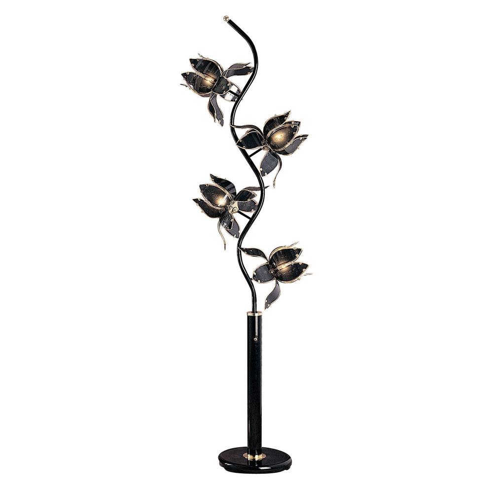 Contemporary Black Glass Floral Table Lamp. Picture 3