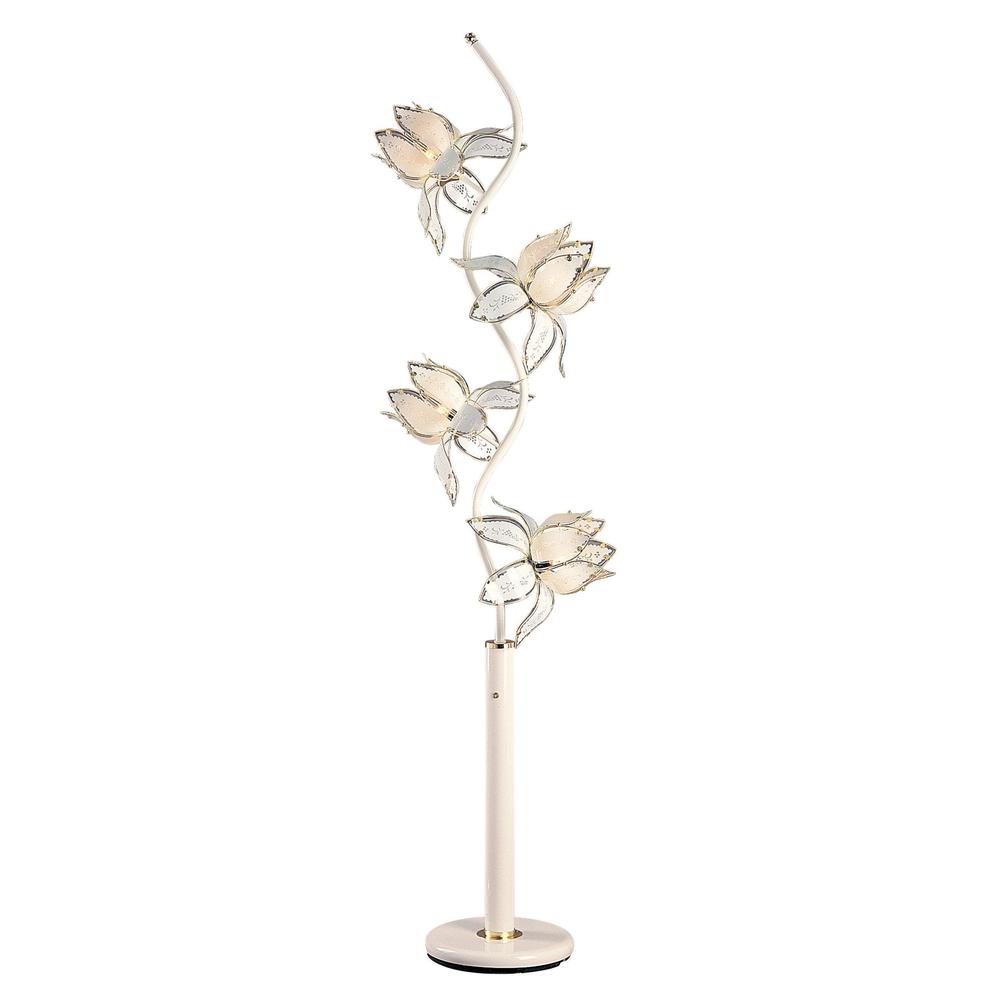 Contemporary White Glass Floral Table Lamp. Picture 3
