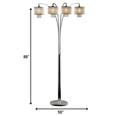 Four Light Floor Lamp with Crystal Accents. Picture 2