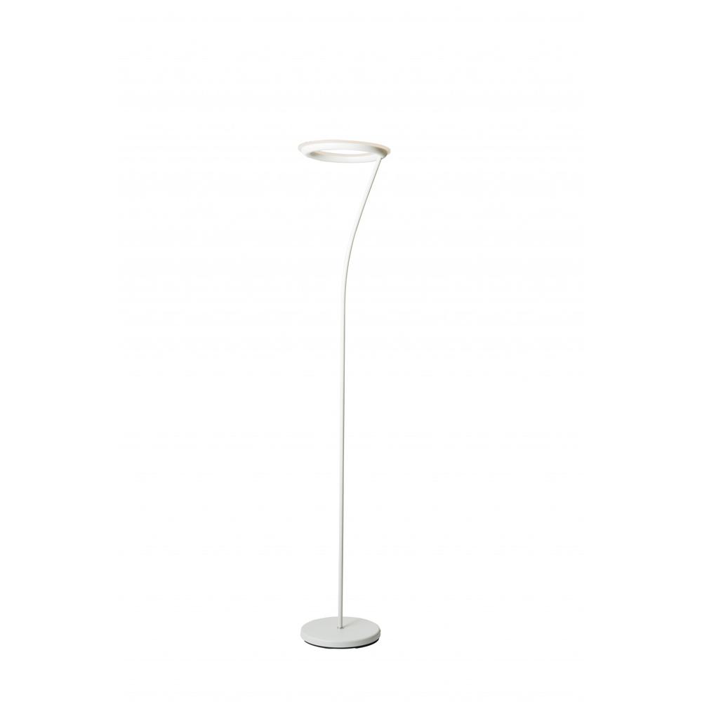 White Metal Floor Lamp with Halo Shade. Picture 1