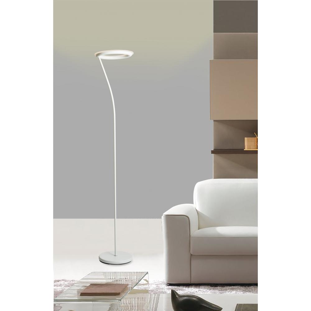 White Metal Floor Lamp with Halo Shade. Picture 3
