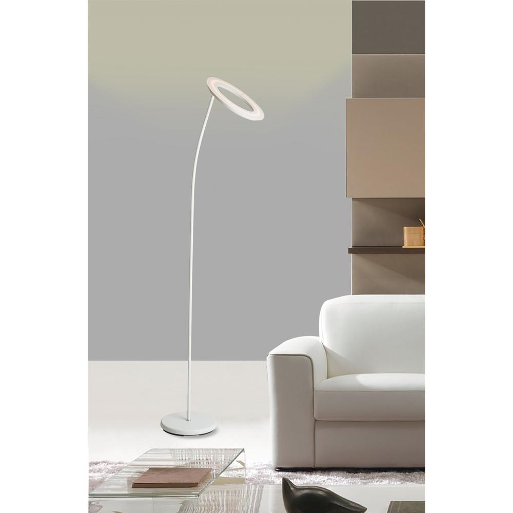 White Metal Floor Lamp with Halo Shade. Picture 4
